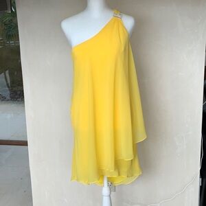Laundry By Shelli Segal Yellow Asymmetrical One-Shoulder Sundress